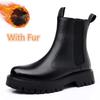 Fashion Hot Sale Fashion Mens Chelsea Boots Warm Plush Fur Winter Boots for Men High Top Male Platform Shoes British Style Ankle Boots