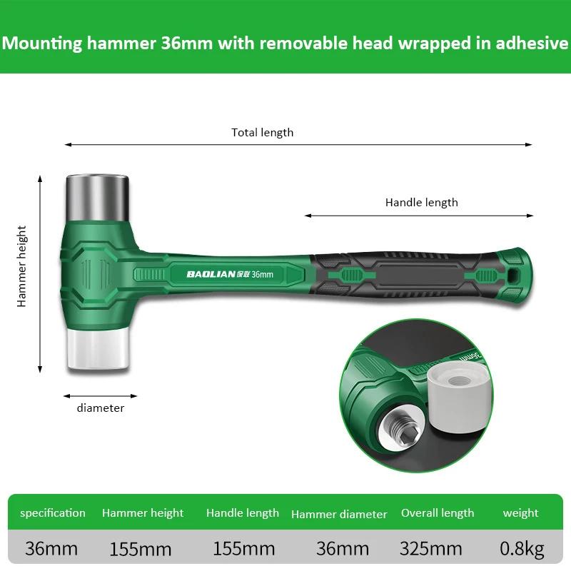 Double Face Soft/Hard Tap Rubber Hammer 27/36/43mm 2-In-1 Multifunctional Metal/Rubber Hammer Household Mini Hand Tool Hammer