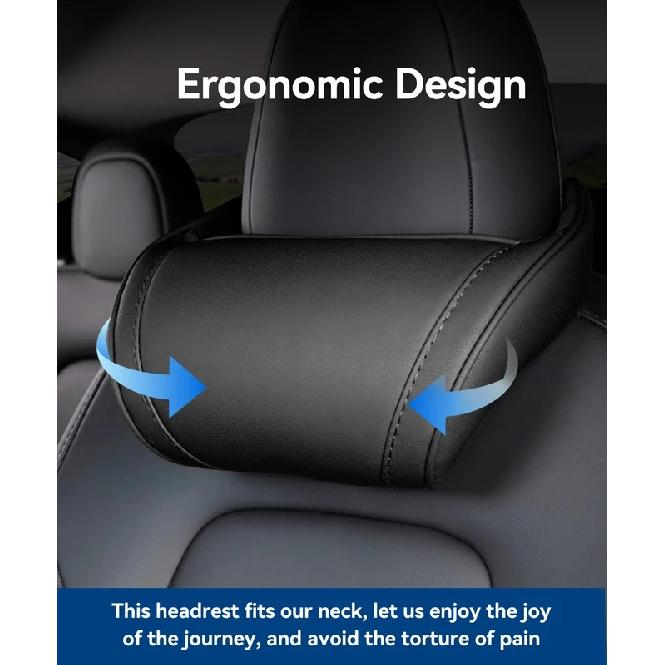 YZ Seat Headrest Travel Rest Neck Pillow For Tesla Model 3/Y/X/S PU Leather Neck Pillow Memory Foam Pillows 2025 Car Accessories