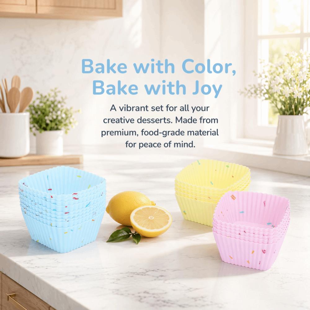 20pcs Silicone Material Non-Stick Baking Molds Food Grade Reusable Baking Cups Cake Decorating Round