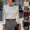 Satin-blend, Snake-print, Round-neck, Pleated, Loose-fit, Long-sleeved, Versatile Women’s Shirt