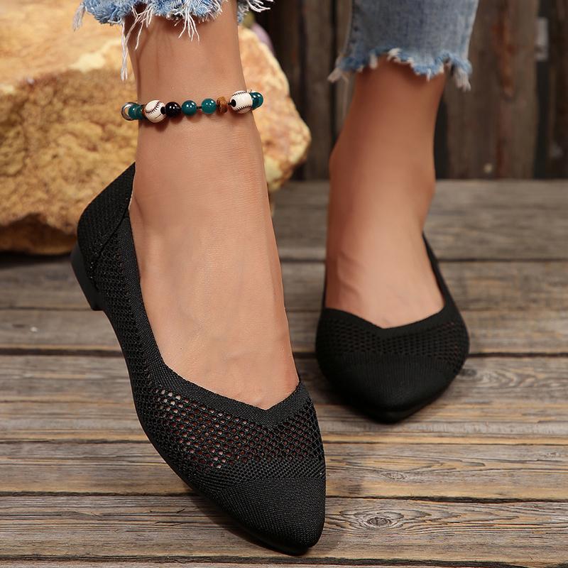 Fashion Lightweight Slip On Flat Shoes Woman Knit Mesh Breathable Summer Shoes for Women Mix Color Soft Sole Casual Work Shoes Plus Size
