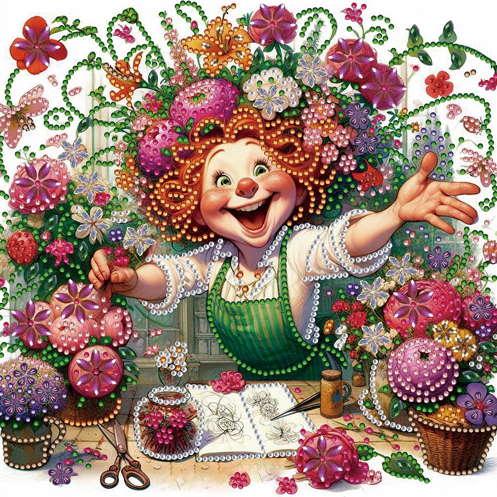 

5D DIY Partial Special Shaped Drill Diamond Painting Kit Old Lady Decor 30x30cm