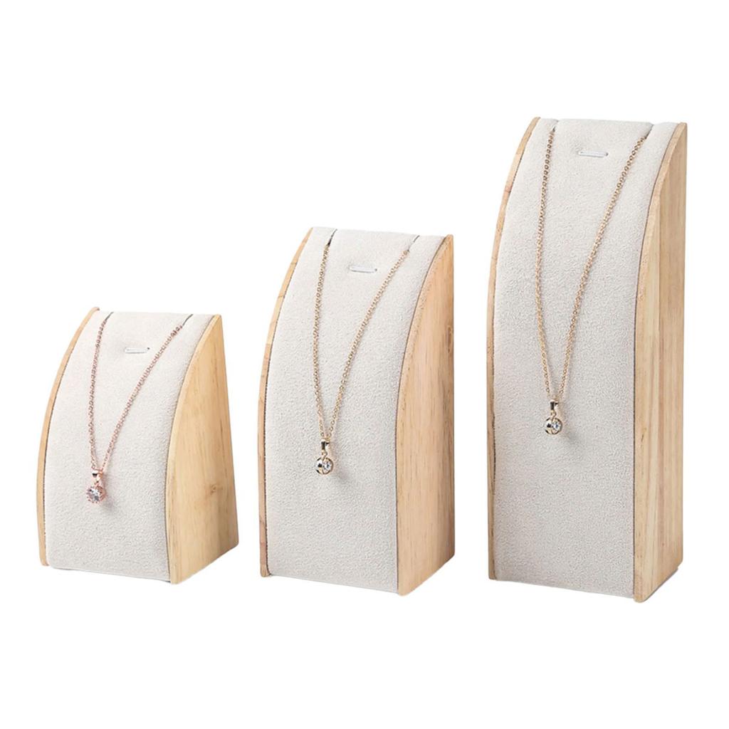 Fashionable Sturdy Solid Wood Jewelry Display Rack 3 Pieces Set for Necklace and Pendant Exhibition Organization