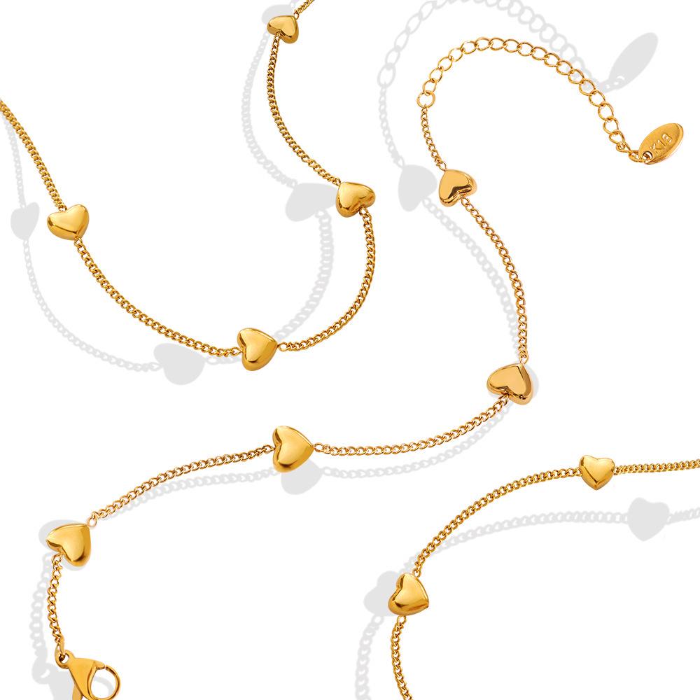 Korean Sweet Style Heart Necklace Set: Gold-Plated Titanium Steel Love Design for Women