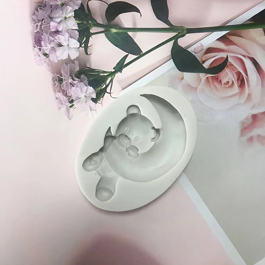 

1 шт. - Милая желейная свеча в виде лунного медведя и форма для ароматерапевтического гипса - Подходит для DIY, ручной работы, для гипсового декора