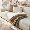 Tykk plysj Sofatrekk Geometriske Striper Sofa Håndkle Anti-skli Kombinasjon Sofa Pute Sliptrekk for stuebeskyttelse