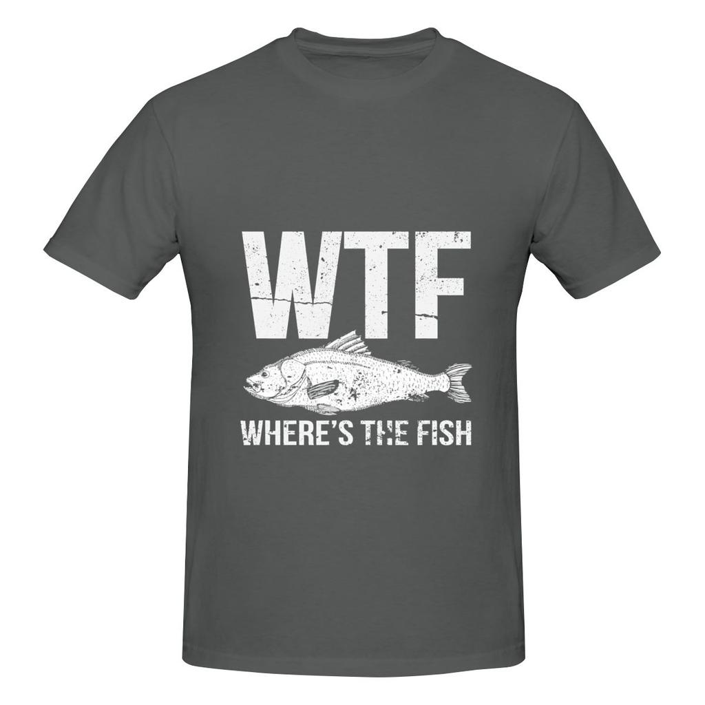 Wtf Where S The Fish Comfortable Tshirt Korean Style Lazy Heat Transfer Tees