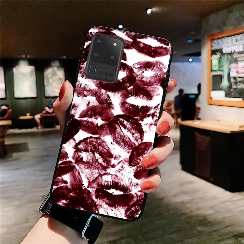 Sexy Girl red Lips Kiss Phone Case For Samsung S 9 10 20 21 22 23 30 23 24 plus lite Ultra FE S10lite Fundas