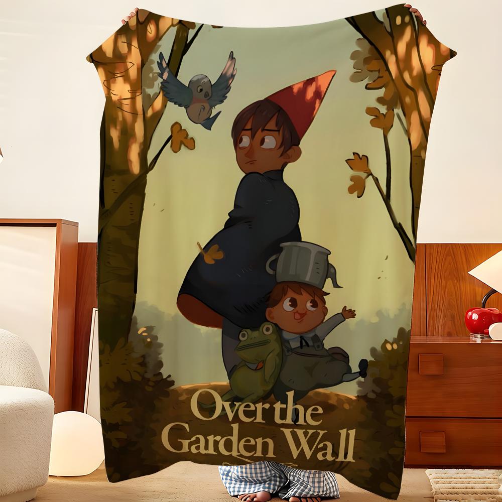 Animation Over The Garden W-Wall Throw Flannel Throw Blanket, Lightweight Cozy, Durable Washable Cute Cool
