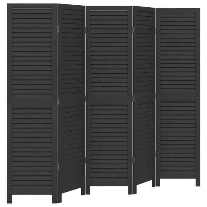 VidaXL Cloison de Séparation 5 Panneaux, Séparateur de Pièce, Écran d'Intimité, Paravent de Salon Chambre, Noir Bois de 358853