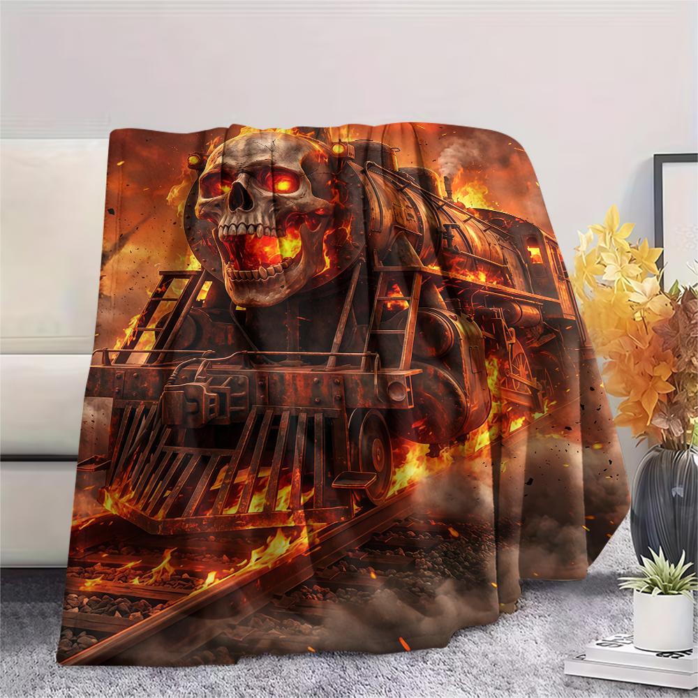 Fire Train Gorilla Death Print Flannel Blanket,High Quality Comfortable for All Seasons,Home Decor,Warmth and Comfort,Perfect for Christmas Gifts