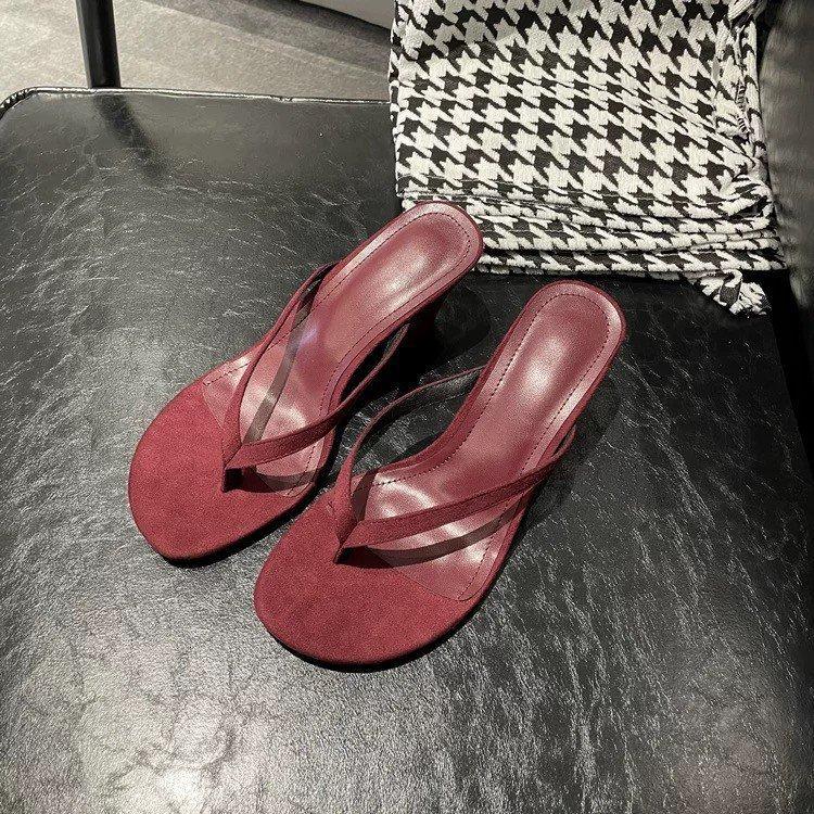 2025 New French Retro High-end High-heeled Women's Shoes Toe Fashion Sandals Women's Summer Thick Heels Wear Cool Slippers