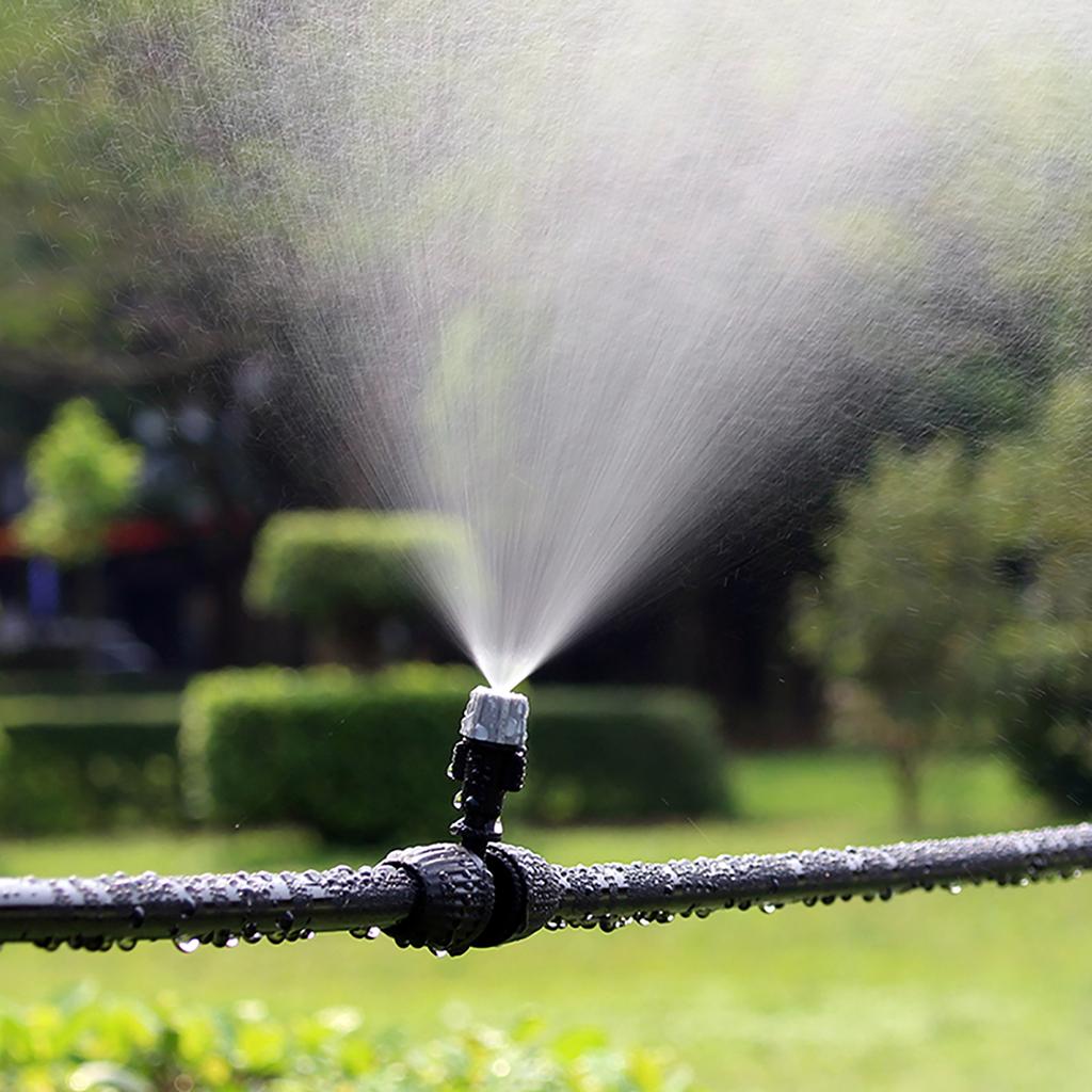 Adjustable Misting Grey Nozzle & Multi Type Connectors Locked Tee Anti Drip Coupling Garden Watering Irrigation Cooling Sprayer