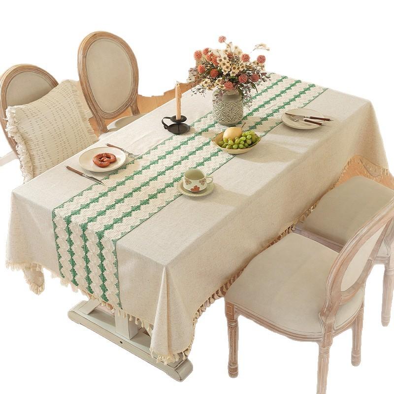 Tischdecke Polyester Hanf Schlichtes Temperament Hohlnaht Rechteckig Hochwertig Retro Kaffeetisch Esstisch Abdeckung Tuch Punkt