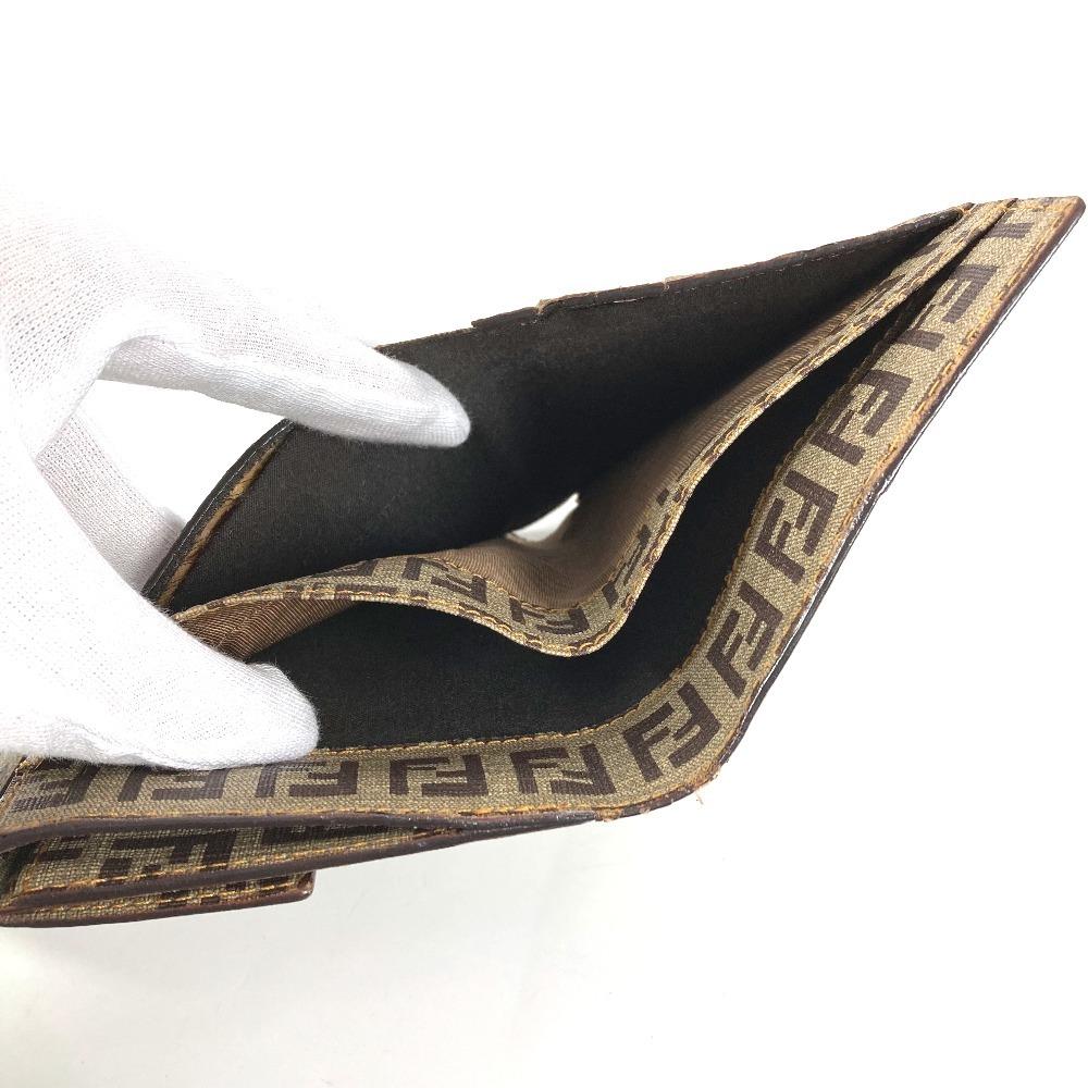 FENDI Zucca logo Zucchino Compact wallet Folded wallet Leather/PVC Brown/Beige