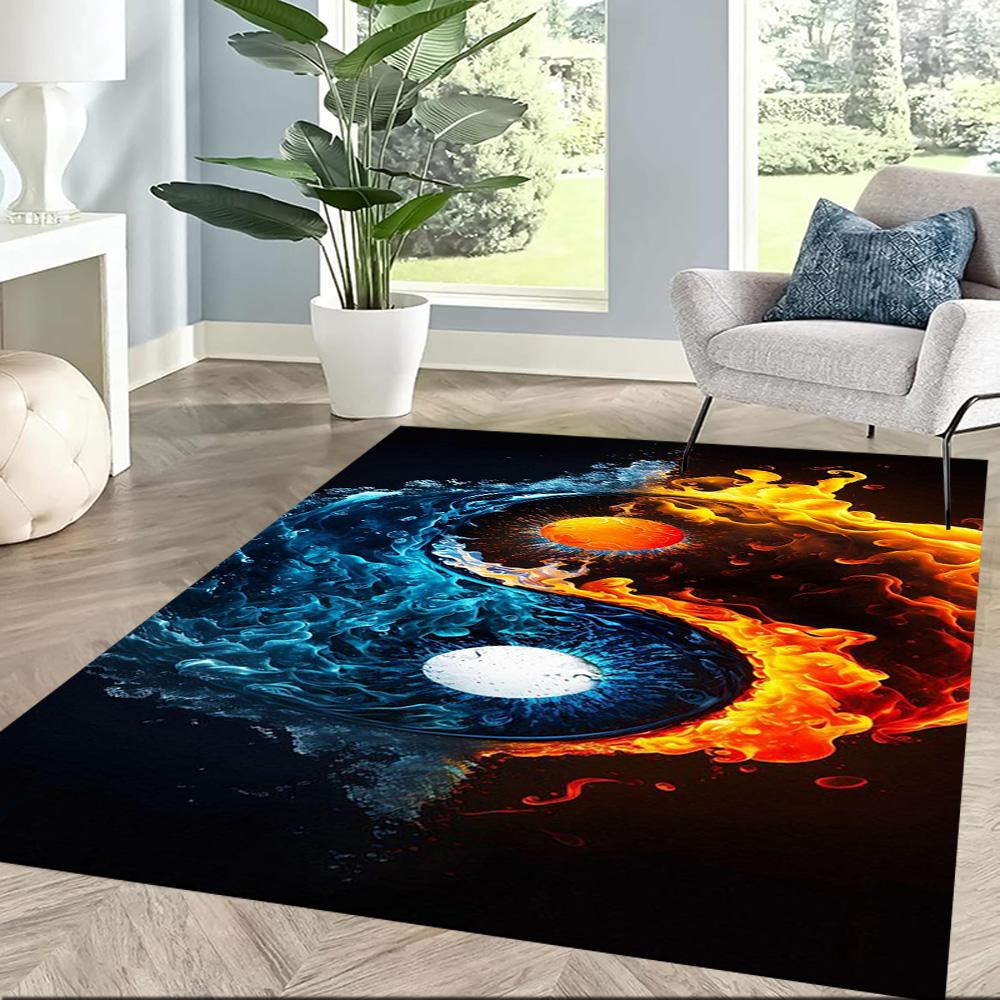 Yingyang Area Rug Design for Hallway Game Room Outdoor Living Rooms Anti-slip Rug Anime Office Decor Birthday/Christmas Gift