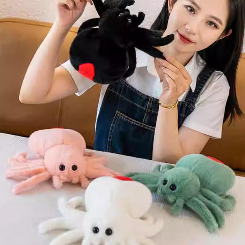 25CM Halloween Plush Toys Red Tailed Spider Stuffed Toy Cute Spider Halloween Bar Whole Person Props Brinquedos Infantil
