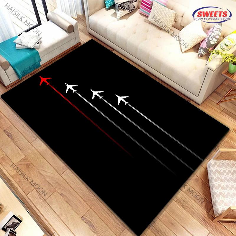 17 Style Airport Landing Strips Top View Aircraft Carpet Rug for Bedroom Living Room Home Sofa Decor, Kids Non-Slip Decor Mats
