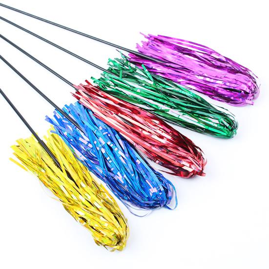 Funny Bright Color Paper Pet Cat Kitten Tease Rod Wand Play Interactive Toy