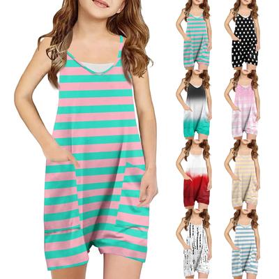 Ärmelloser Mädchen-Romper - Lässiger Jumpsuit mit Spaghettiträgern und Taschen