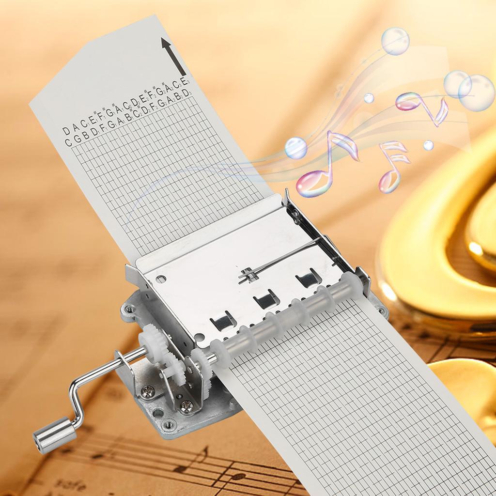 Hand Crank Music Box Movement with Hole Puncher and 20 Papar Tapes,   30 Note, Create Melody by Punching Holes, Compose New Tapes with Paper Strips 