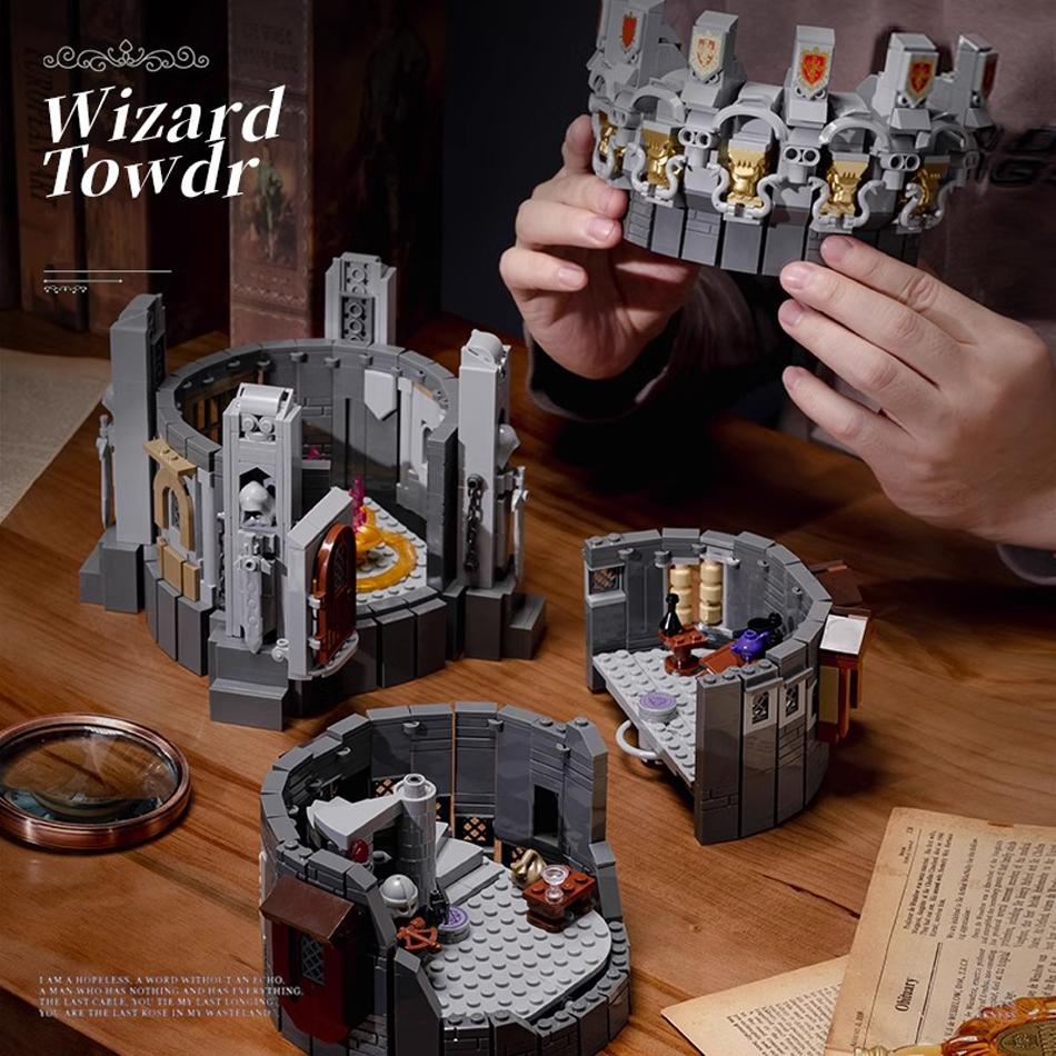 MOC Medieval Wizard Tower Magic Castle Street View Building Blocks Creative Construction Bricks Toys Kids Adults Christmas Gifts