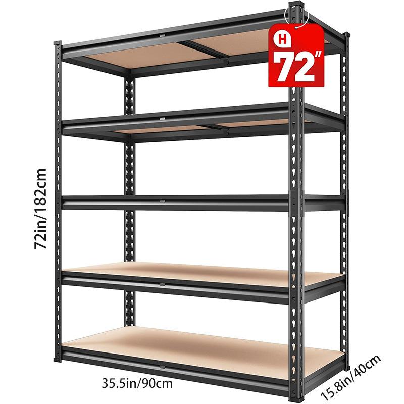 Adjustable Metal Shelving Unit For Garage Shelves Utility Rack Shelf For Basement Pantry Closet Shelves, Black, Utility Shelves