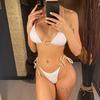 Splicing Halter Mini Thong High Cut Bikini Women Swimwear Female Swimsuit Two-Pieces Bikini Set Bather Bathing Suit Swim