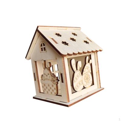 Wooden Spring Houses Craft Kit DIY Easter Village House Arts and Crafts for Party Supplies,