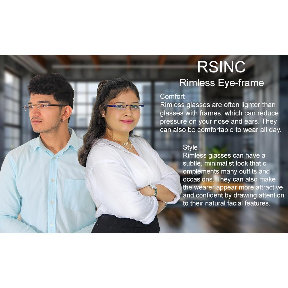 RSINC Combo Rimless Frame Eyeglasses for Unisex Silver Blue-Brown Brown Tag A1 JL166991718147