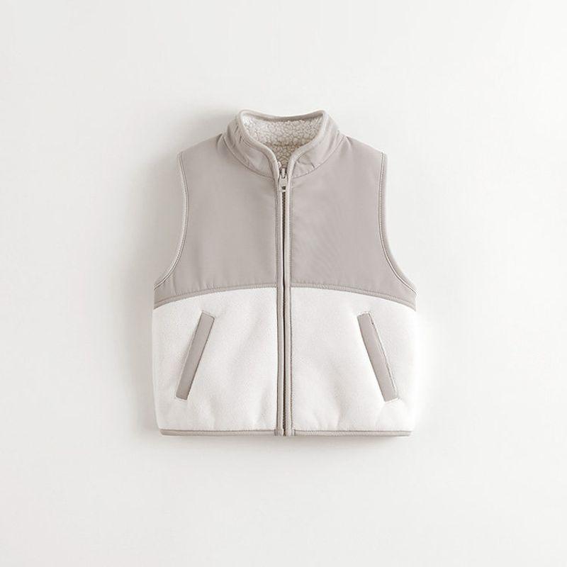 Mark Jenny Boys  Patchwork Fleece Vest Children s Fleece-Lined Top 2025 Spring and Autumn Style Vest 241107 Fritillaria White 130