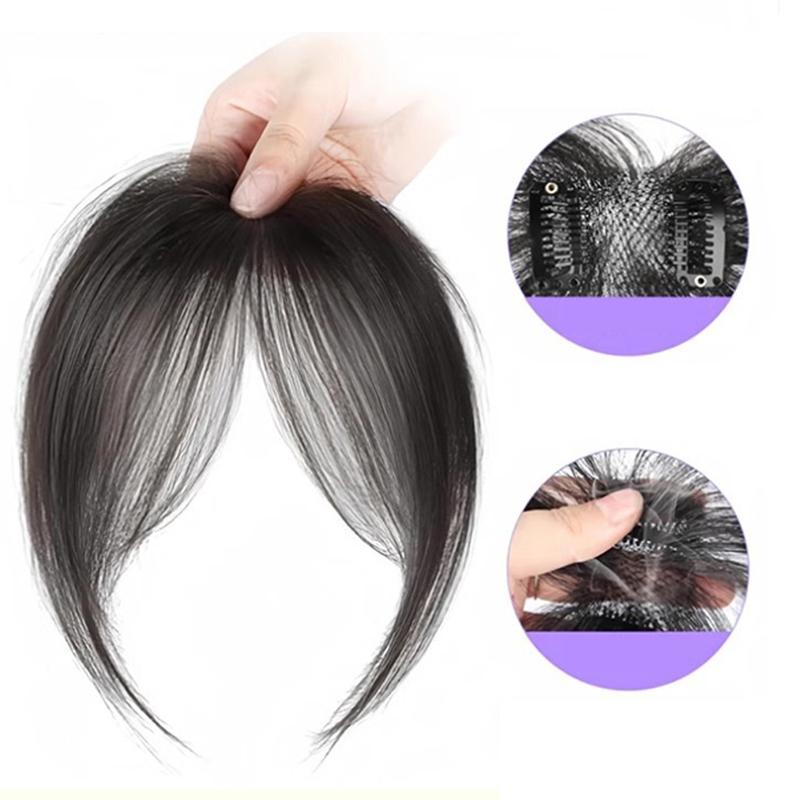 Synthetic Straight Bangs Air Bangs Hair Extension Natural Hair Bangs For Women False Bang Black Daily Brown Woman Daily Wear