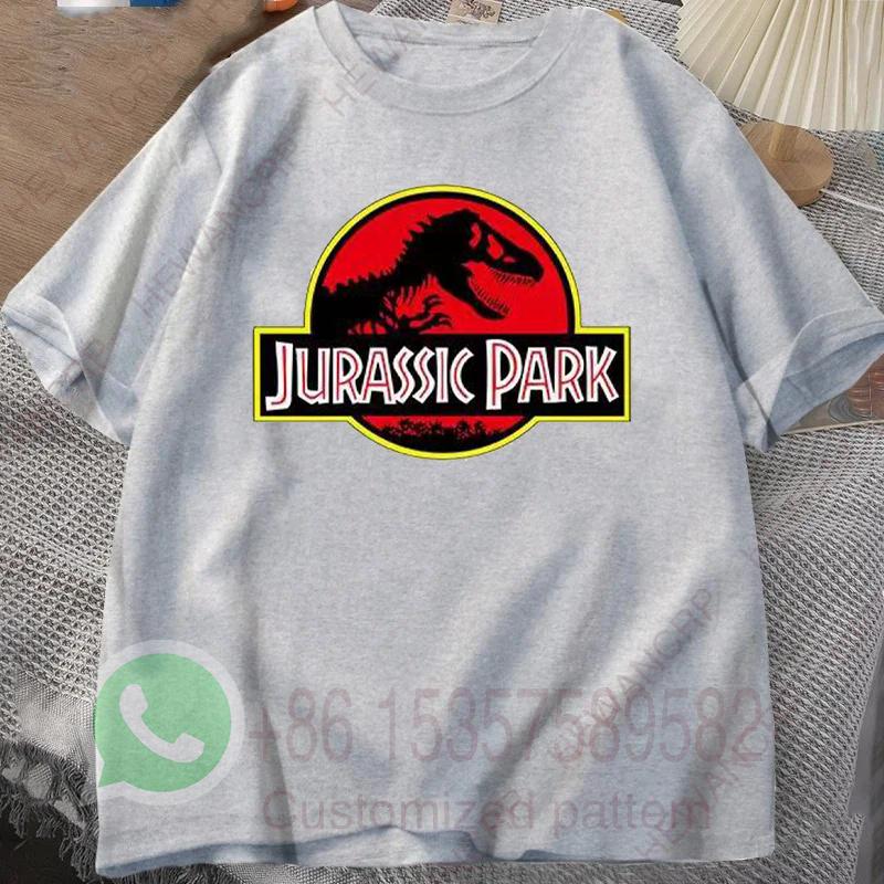 2023Jurassic Park T Shirt Men 100% Cotton Printed T-Shirt Casual Funny Tops Jurassic World Tees Short Sleeve Cool Tshirt