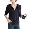 Womens Hooded Zip-Up Sweatshirt Loose Fit Casual Long Sleeve Top In Solid Colors