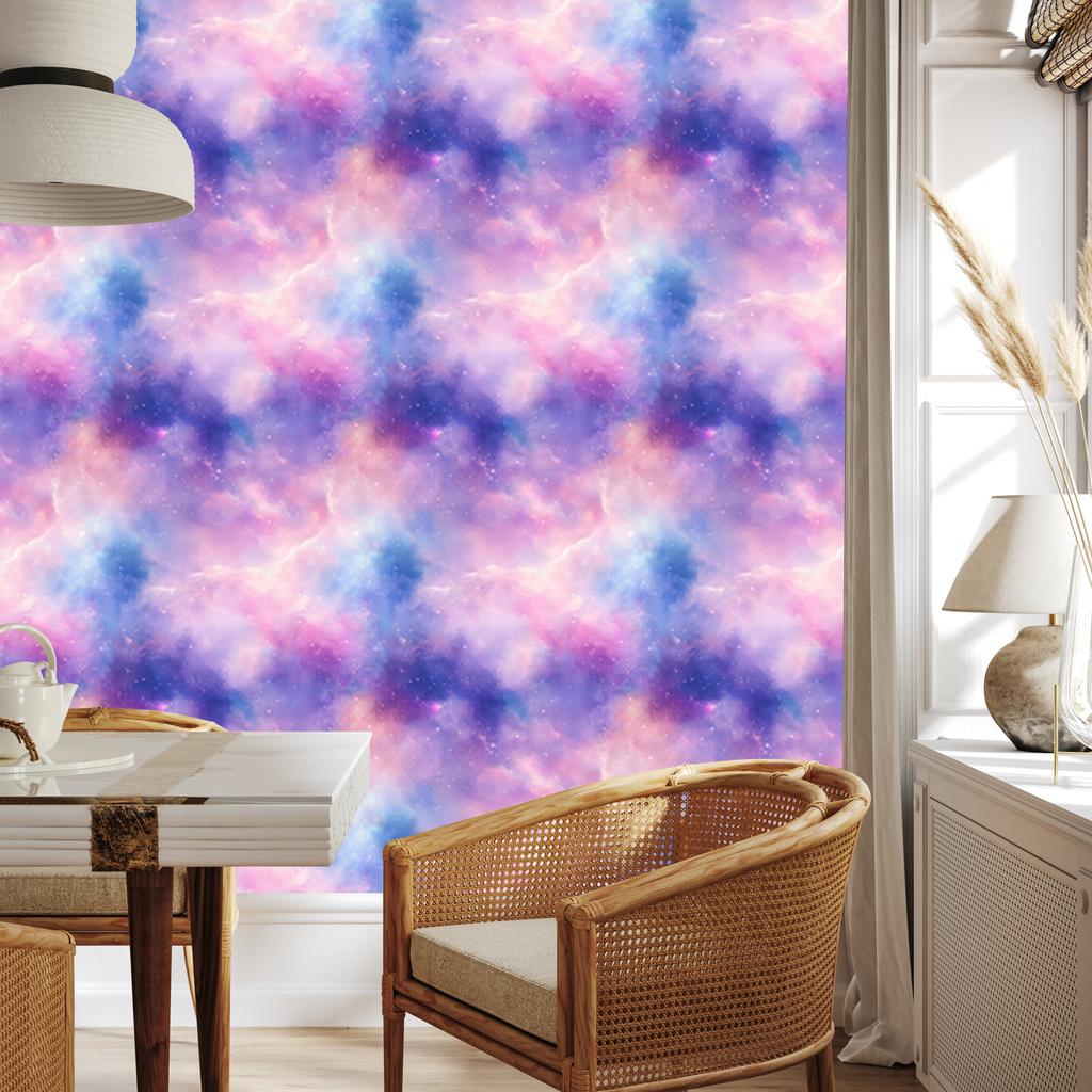 Watercolor Galaxy Wallpaper Lavender, Purple Center 50x1000