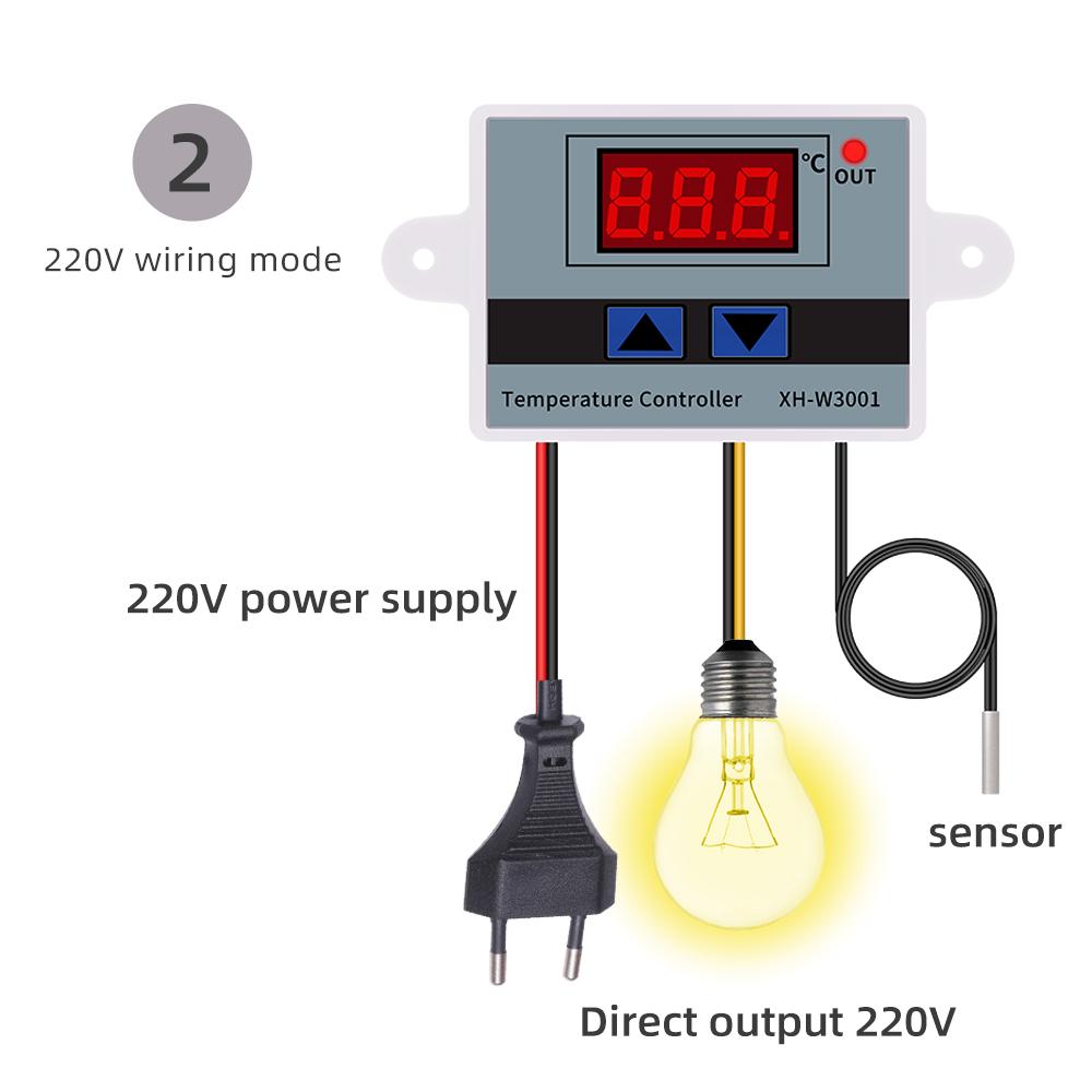 W3001 Digital Thermostat 220V 12V 24V Temperature Controller for Heating Cooling Microcomputer Incubator