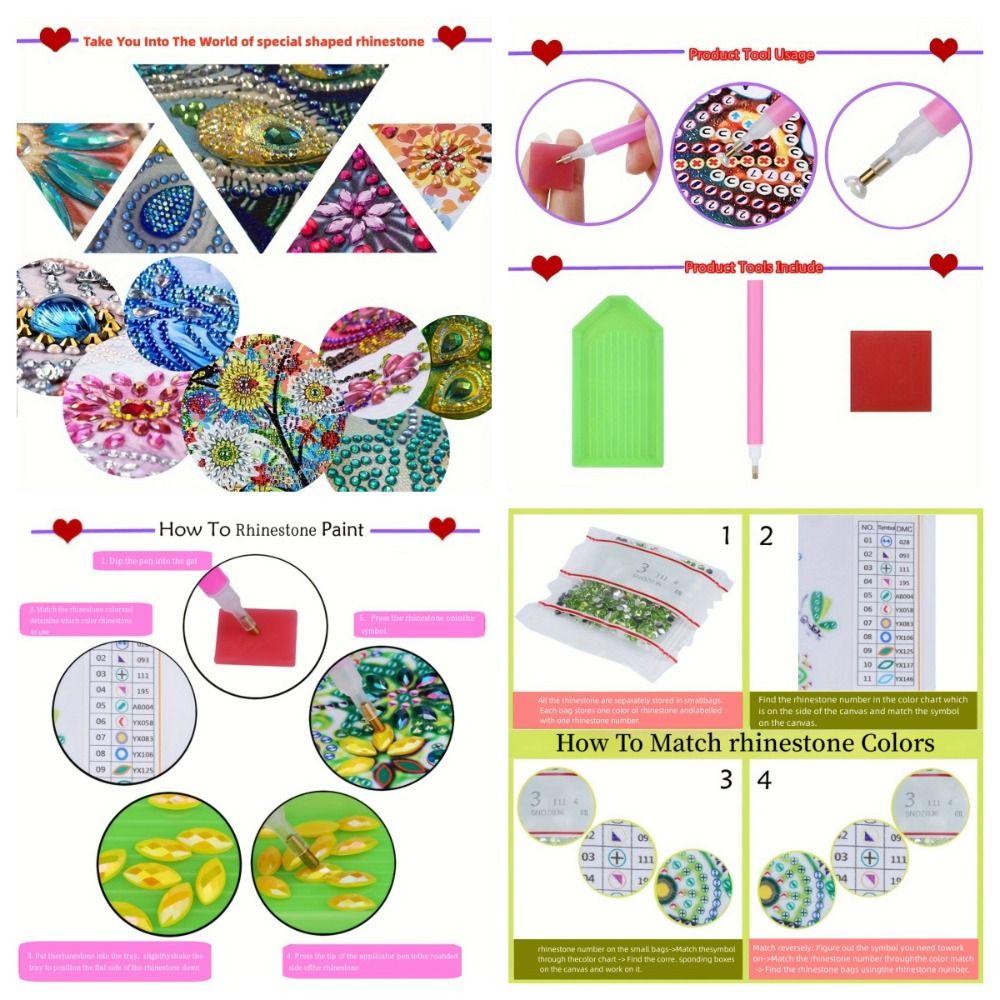 Cat Pattern Rhinestone Coaster Including Stand 6 Pieces Set Handmade Placemats Non-slip Crystal Artificial Diamond