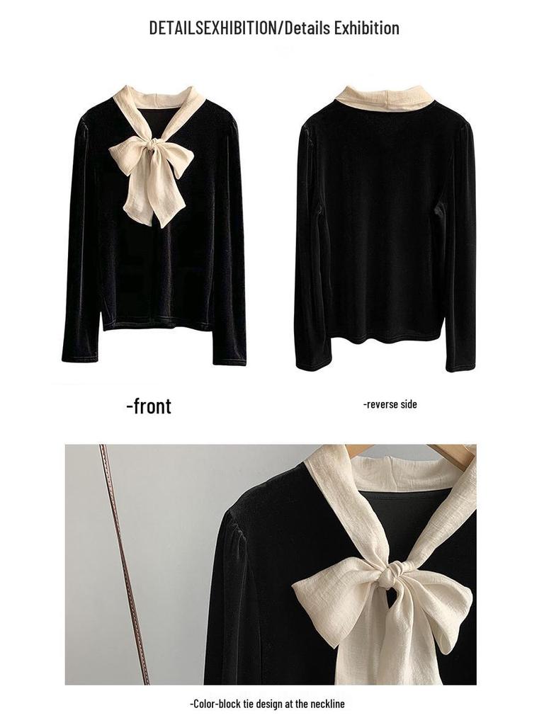 Oranžová Zhi Dámská Vintage Francouzská Sametová Halenka - Kolekce Podzim 2024