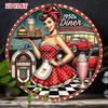 Panneau Métallique en Aluminium Vintage Art Rétro de Pin-up Décoration de Bar à Domicile