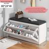 Shoe Storage Bench with Flip-Top Cabinet and Integrated Stool for Entryway