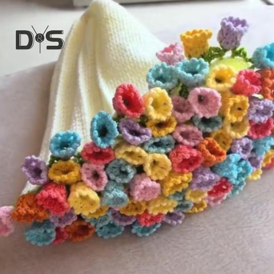 DIY Crochet Flowers Blanket Rose Bouquet Blanket Crocheting Kit Bouquet Throw Blanket Craft Kit for Mother's Day Birthday Gift Home Decor