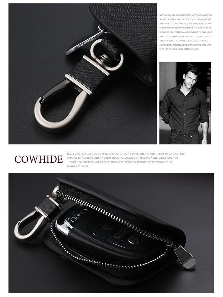 Universal Cross Pattern Car Key Bag with Zipper and Waist Hook