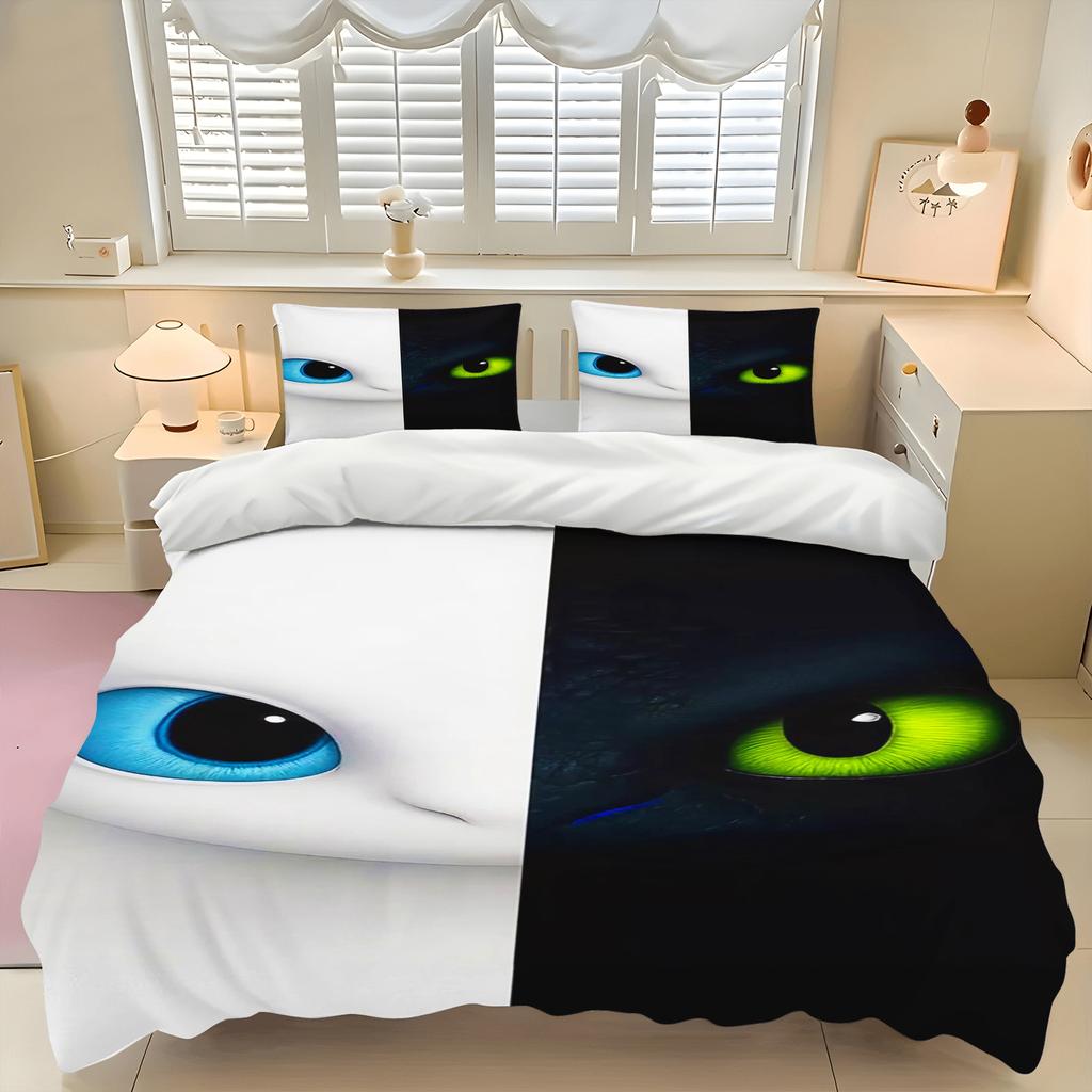 Dragon Cartoon Toothless Quilt Cover Duvet Breathable 2D Cute Printed Bedroom Comforter Warmth Polyester Bedding