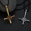 Kinitial Retro Inverted Pentagram Cross Necklaces Upside Down Lucifer Satan Satanic Symbol Pendant Necklace for Man Punk Jewelry