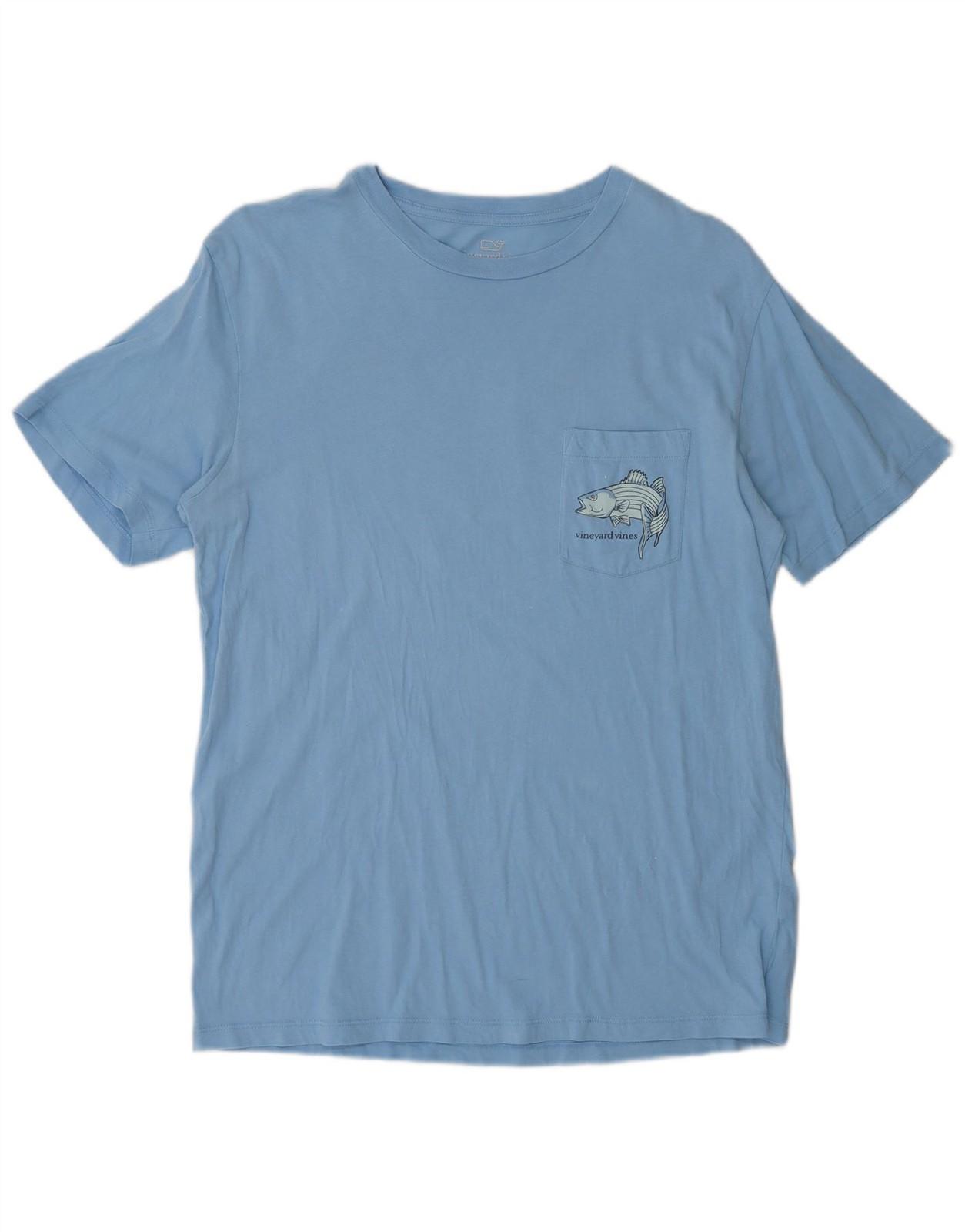 Vineyard Vines Mens Graphic T-Shirt Top Small Blue Cotton Fish DF21 L