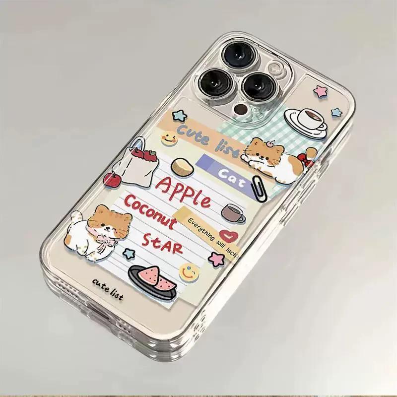 

Cute Cat Aesthetic Clear Phone Case, Kawaii Coconut Star Cartoon Soft Shockproof Protective Cover for iPhone iPhone 13 PRO MAX разноцветный