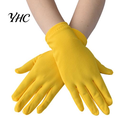 Satin Elastic Gloves 1 Pair Short Thin Dance Breathable Non-slip Solid Color Sweat-absorption Milk Silk Stretch Costume Accessories