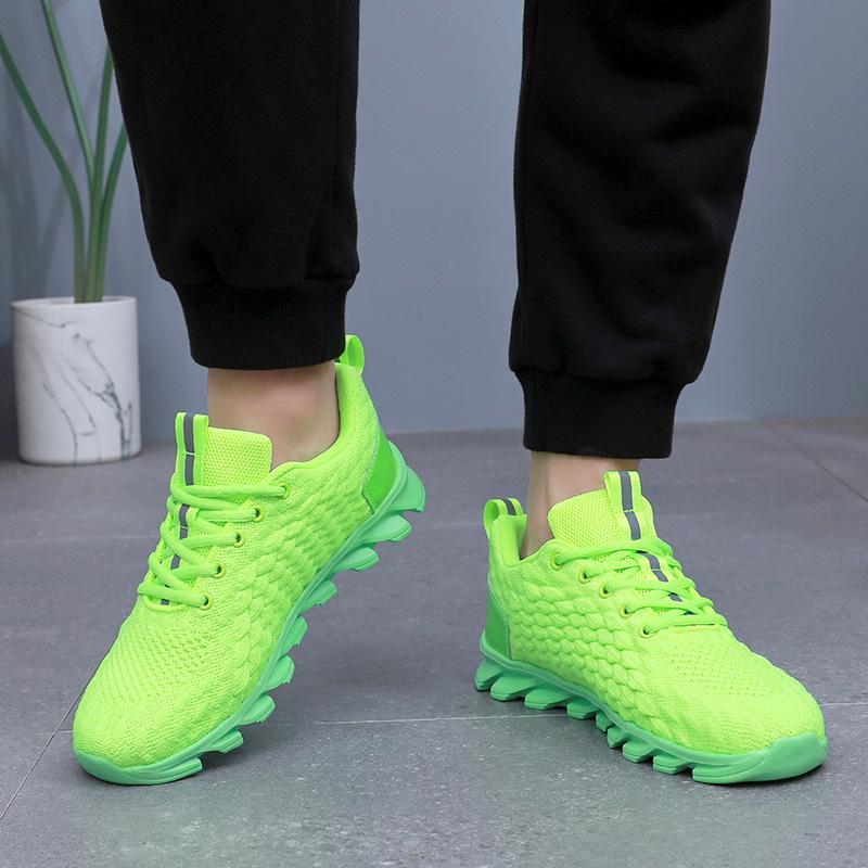 Modne Tanie Zielone Buty Casualowe Dla Mężczyzn Kobiet Oddychające Siateczkowe Sneakersy Męskie Trener Lekkie Męskie Buty z Ostrzem Sneaker Do Chodzenia Tenis