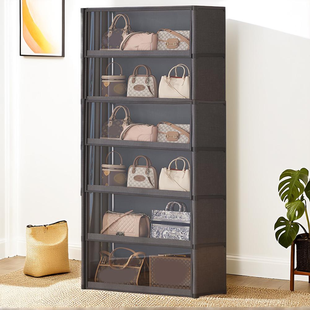 7 Tiers Shoe Rack Organizer with Lid  Storage Organizer with Clear Flip Door Shoe Storage Shelf Cabinet for Bags  Books